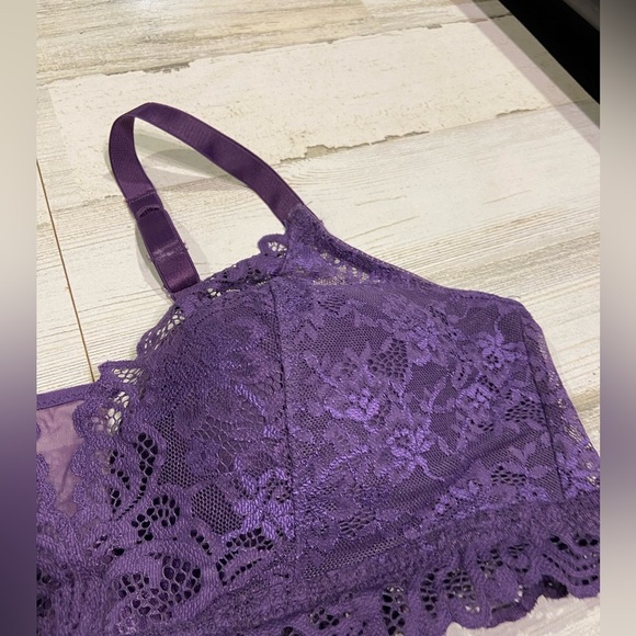 Bali Purple Lace Padded Wireless Bra Large - Picture 3 of 6